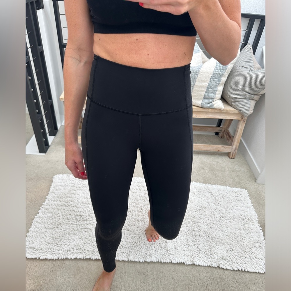 Lululemon Black Bodycon Mesh Detail High-Rise Leggings | Size 6 - Picture 4 of 15